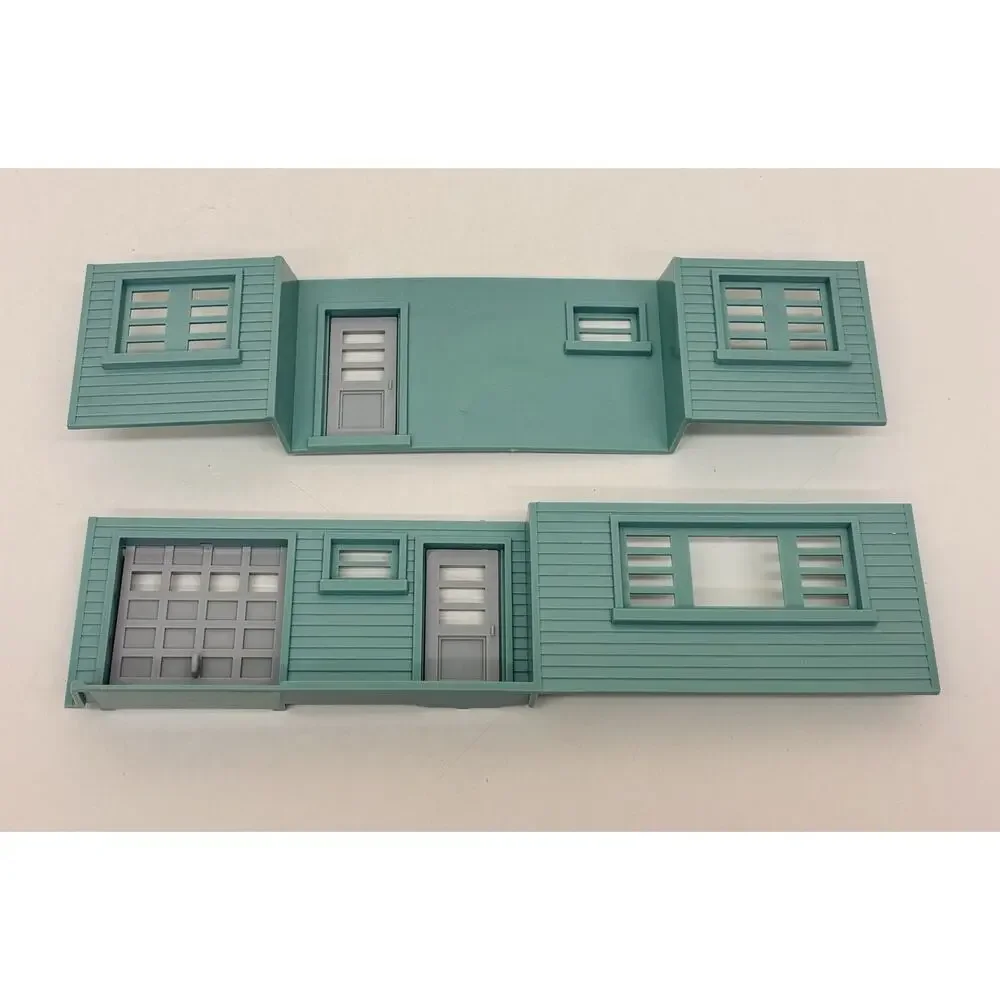 Plasticville O & S Gauge Ranch House Turquoise w/ White Roof Gray Door 1705-129
